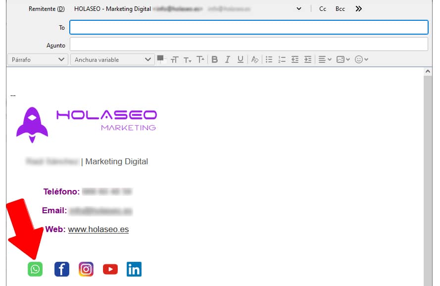 boton whatsapp en email